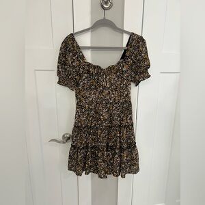 Miami Black and Yellow Floral Mini Dress